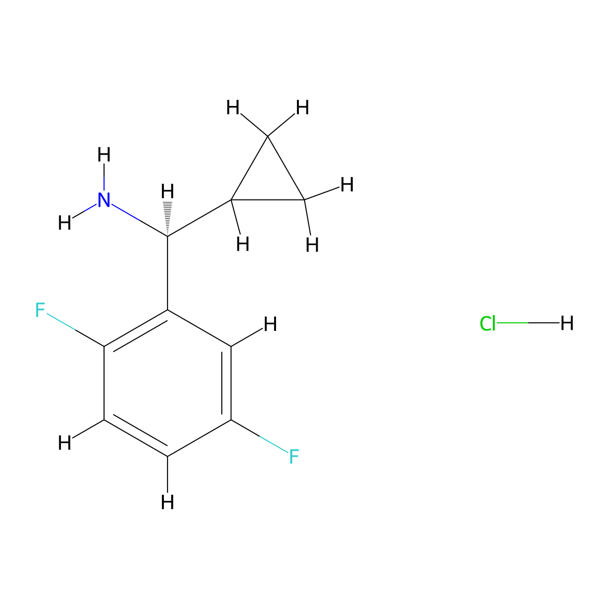 (S)-Cyclopropyl(2,5-difluorophenyl)methanamine hydrochloride molecular structure, CAS 2990463-49-3
