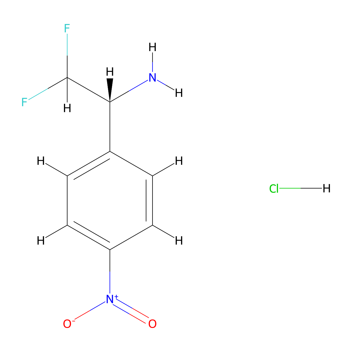 (1R)-2,2-difluoro-1-(4-nitrophenyl)ethan-1-amine hydrochloride molecular structure, CAS 2990489-19-3
