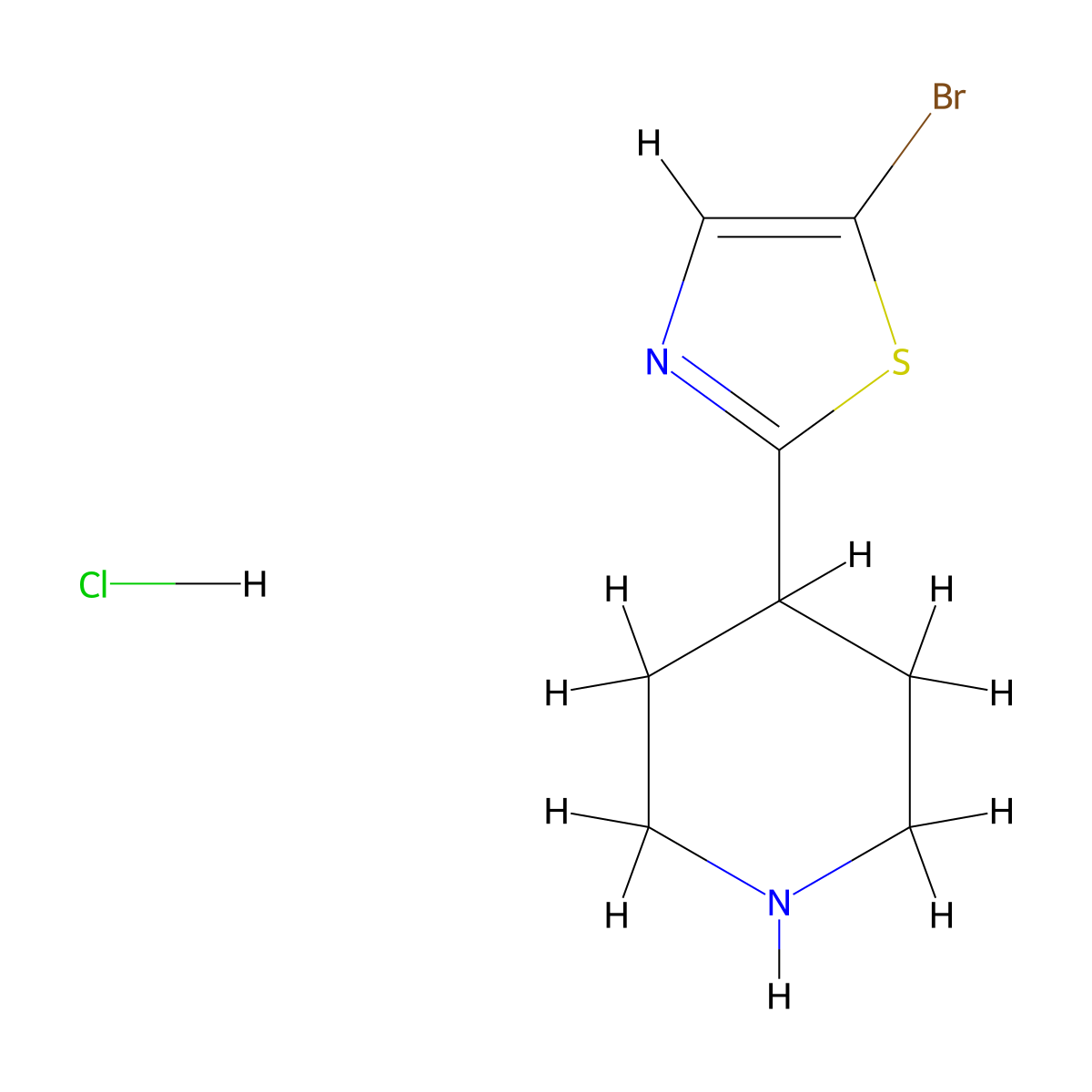 5-Bromo-2-(piperidin-4-YL)thiazole hydrochloride molecular structure, CAS 2990507-21-4