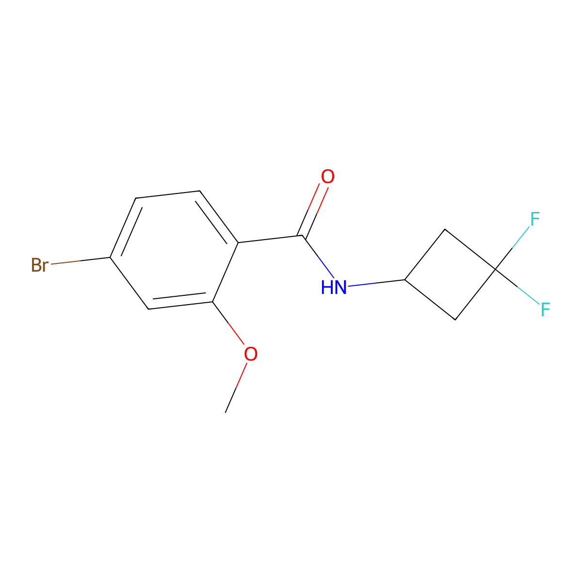 4-Bromo-N-(3,3-difluorocyclobutyl)-2-methoxybenzamide molecular structure, CAS 2990520-69-7