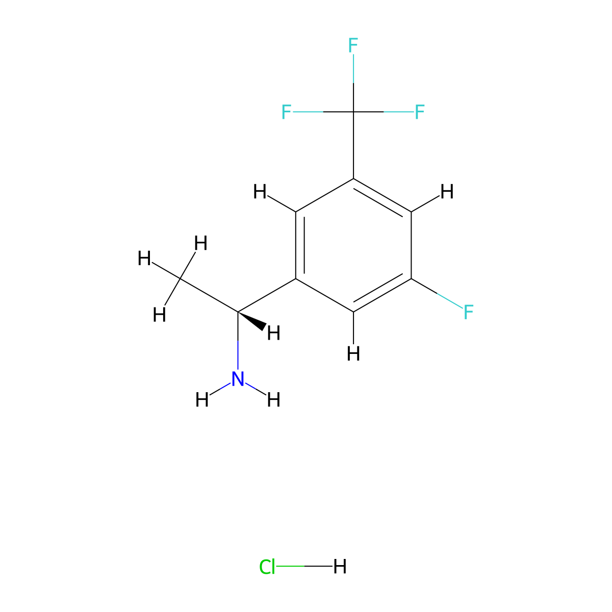 (1R)-1-[3-fluoro-5-(trifluoromethyl)phenyl]ethan-1-amine hydrochloride molecular structure, CAS 2990770-22-2