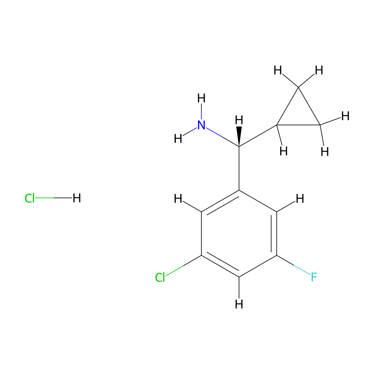 (R)-(3-Chloro-5-fluorophenyl)(cyclopropyl)methanamine hydrochloride molecular structure, CAS 2990778-36-2