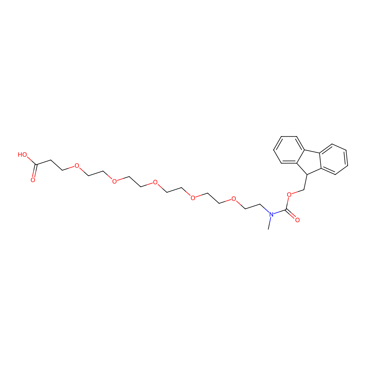 3-[2-[2-[2-[2-[2-[9H-fluoren-9-ylmethoxycarbonyl(methyl)amino]ethoxy]ethoxy]ethoxy]ethoxy]ethoxy]propanoic acid molecular structure, CAS 2990879-77-9