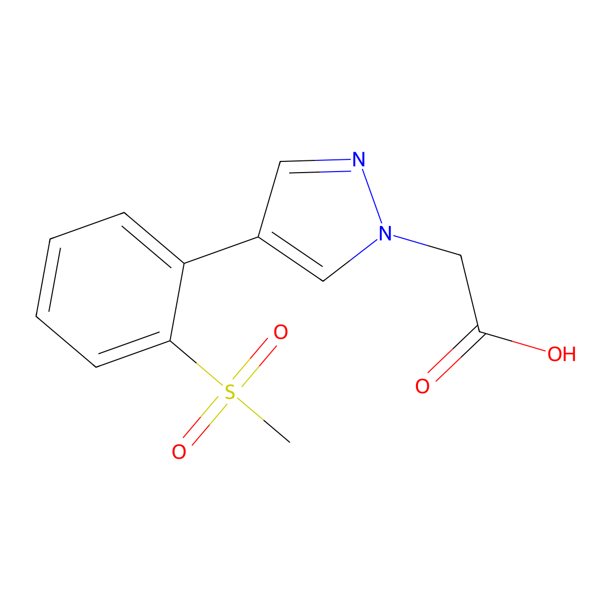 2-(4-(2-(Methylsulfonyl)phenyl)-1H-pyrazol-1-yl)acetic acid molecular structure, CAS 2990894-27-2