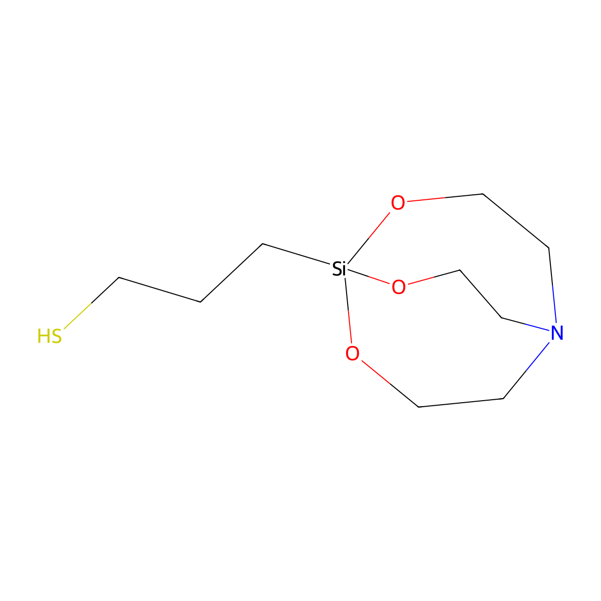 3-(2,8,9-Trioxa-5-aza-1-silabicyclo[3.3.3]undecan-1-yl)propane-1-thiol molecular structure, CAS 29909-46-4