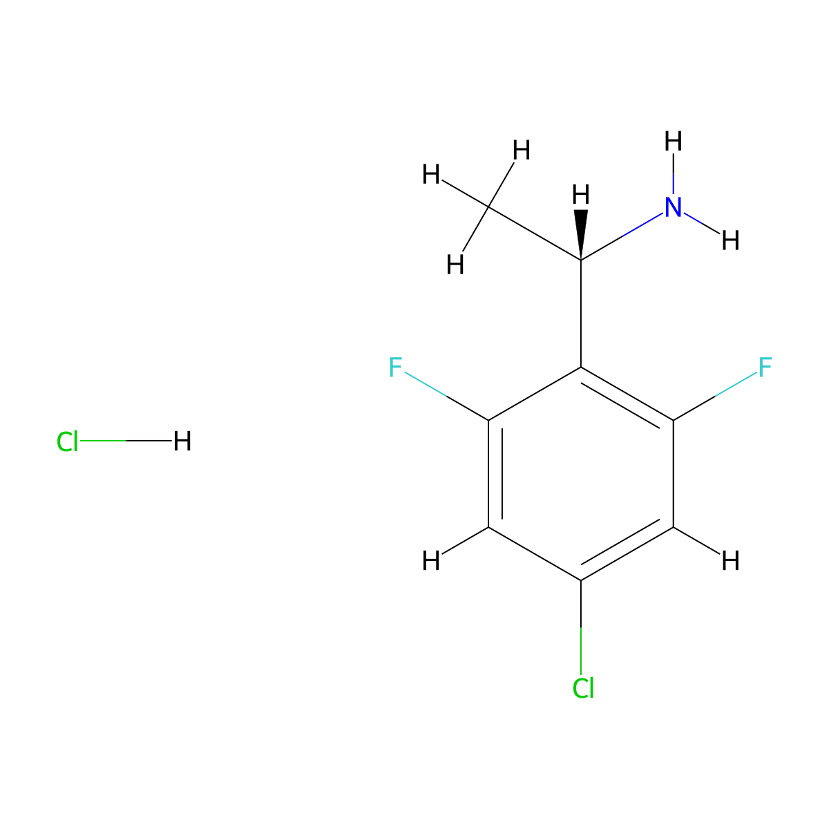 (S)-1-(4-Chloro-2,6-difluorophenyl)ethan-1-amine hydrochloride molecular structure, CAS 2990905-94-5