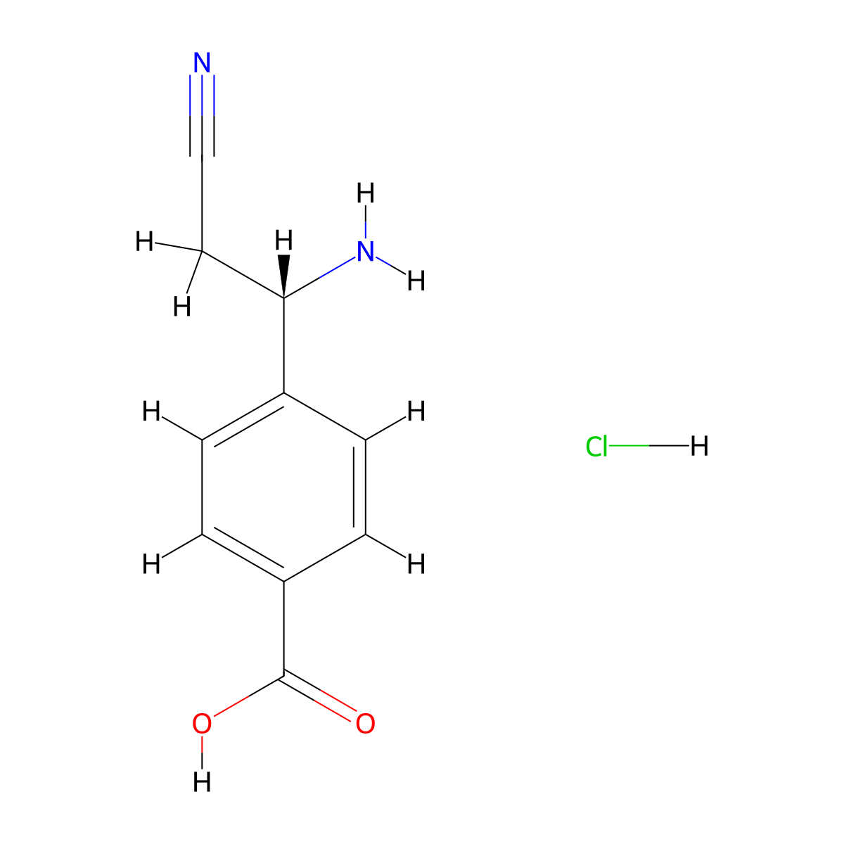 4-[(1S)-1-amino-2-cyanoethyl]benzoic acid hydrochloride molecular structure, CAS 2990906-29-9