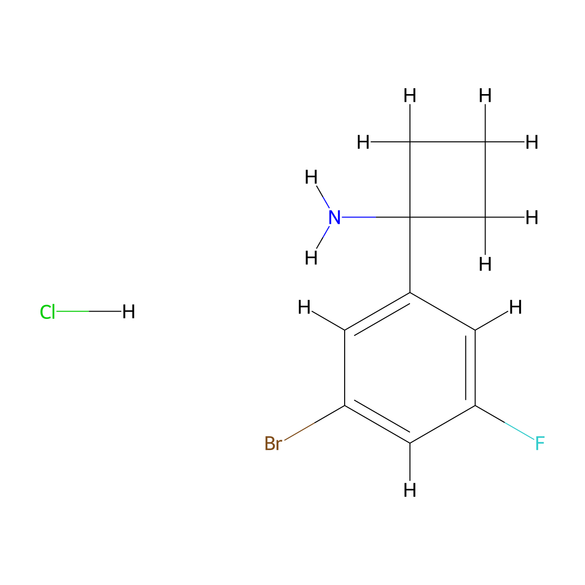 1-(3-Bromo-5-fluorophenyl)cyclobutan-1-amine hydrochloride molecular structure, CAS 2990948-48-4
