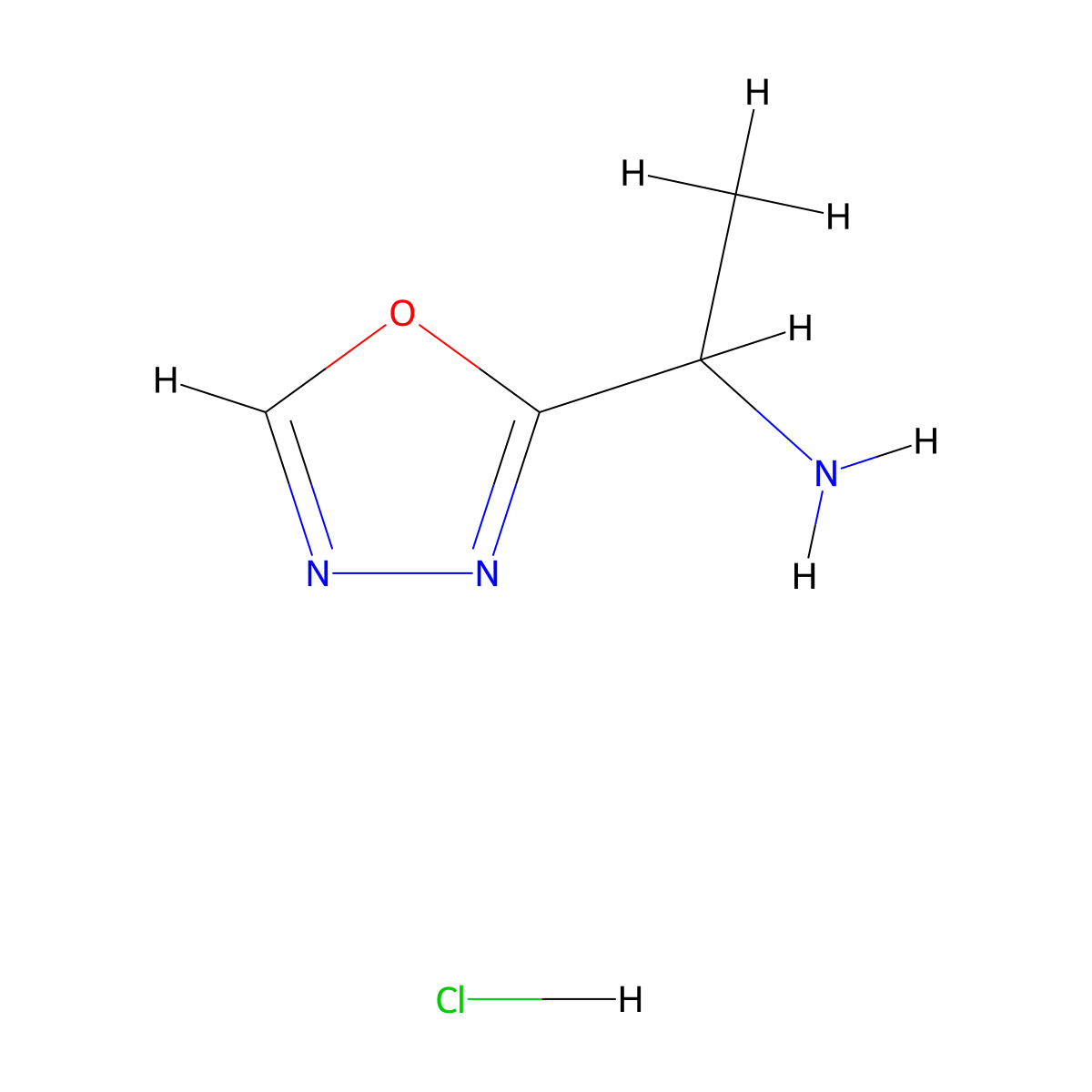 1-(1,3,4-OxadiaZol-2-yl)ethanamine hydrochloride molecular structure, CAS 2990972-11-5