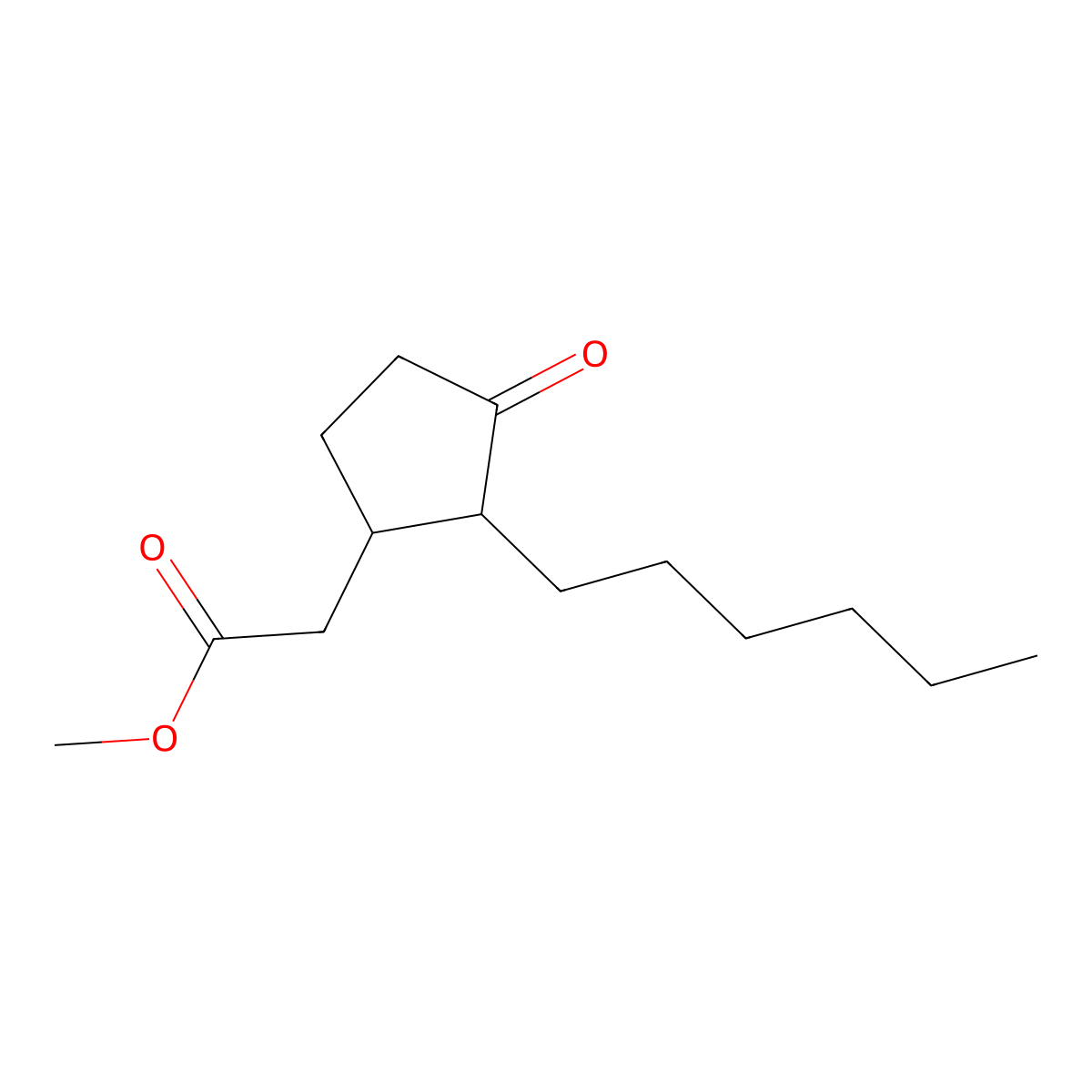 Methyl 2-hexyl-3-oxocyclopentaneacetate molecular structure, CAS 29912-78-5