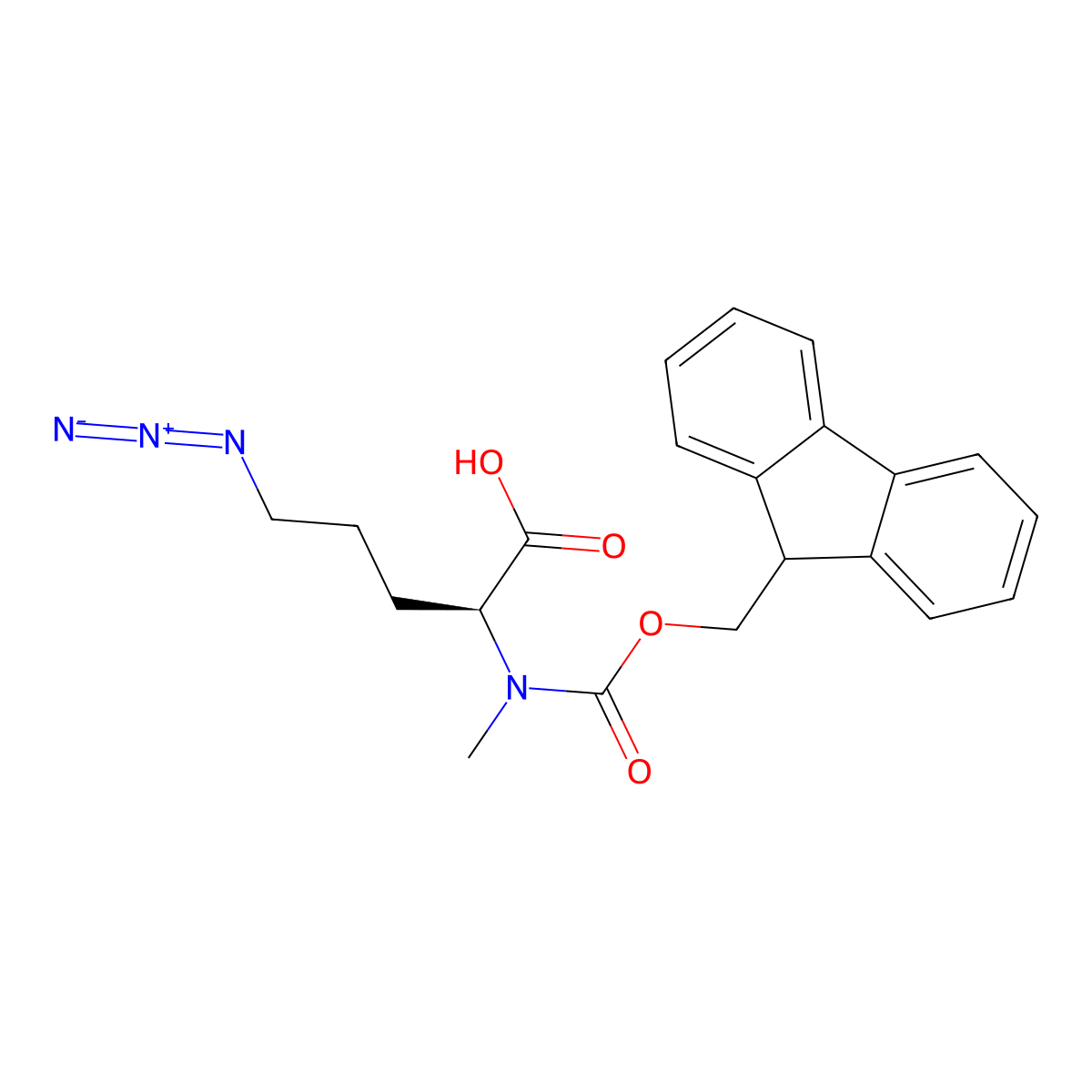 (S)-2-((((9H-fluoren-9-yl)methoxy)carbonyl)(methyl)amino)-5-azidopentanoic acid molecular structure, CAS 2991255-09-3