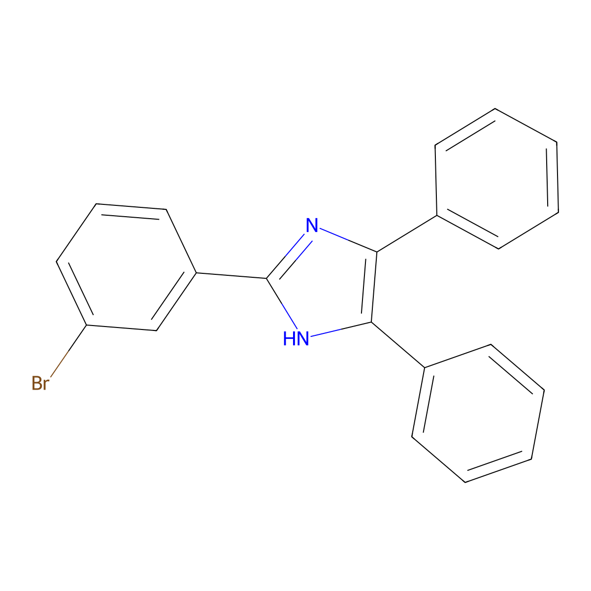 2-(3-bromophenyl)-4,5-diphenyl-1H-imidazole molecular structure, CAS 29913-29-9