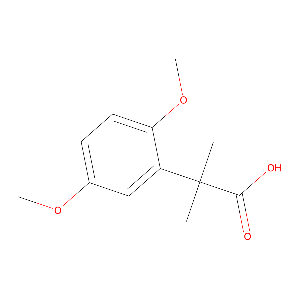 2-(2,5-Dimethoxyphenyl)-2-methylpropanoic acid molecular structure, CAS 29913-55-1