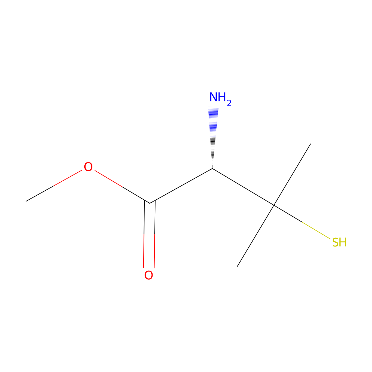 Methyl (2S)-2-amino-3-methyl-3-sulfanylbutanoate molecular structure, CAS 29913-83-5
