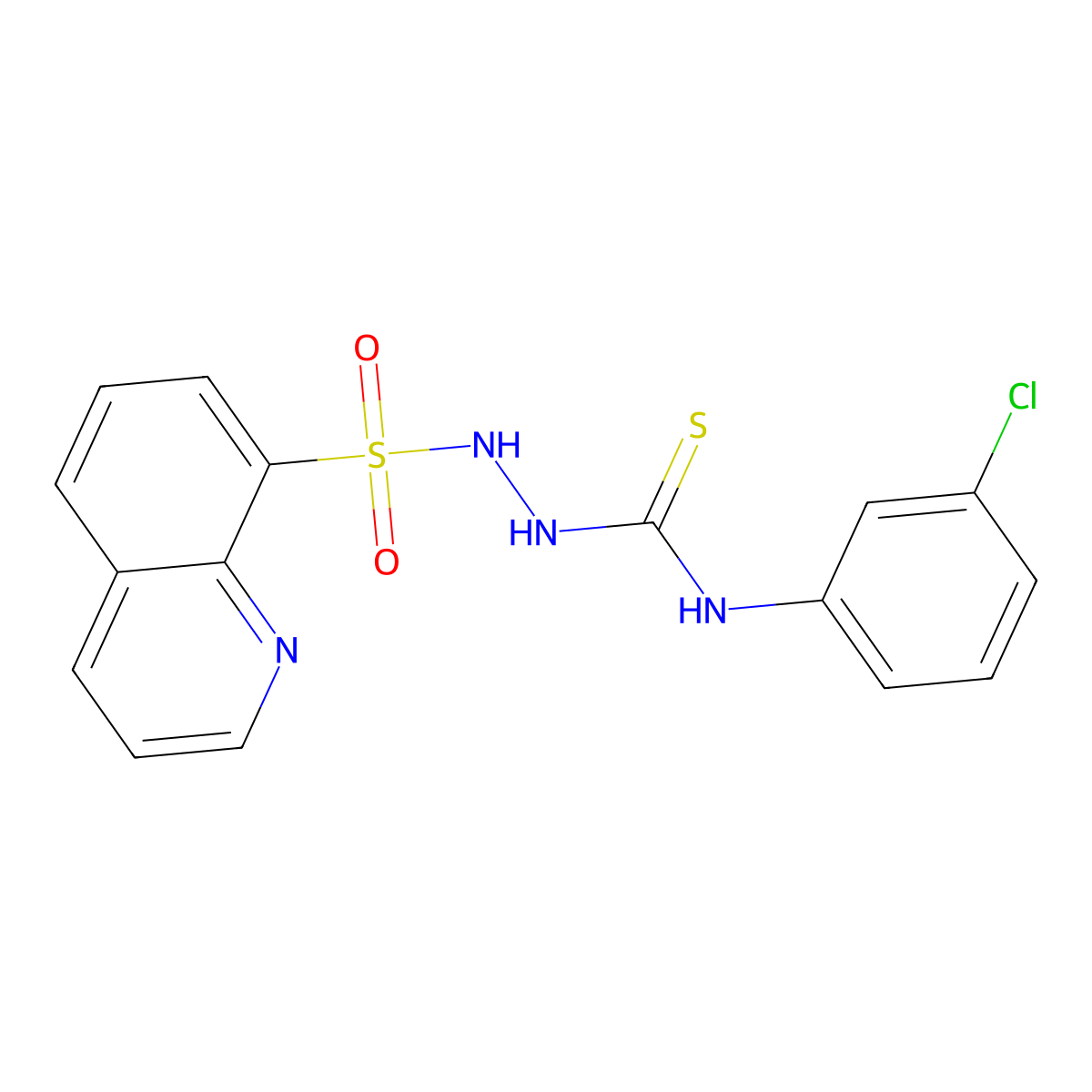 N-(3-Chlorophenyl)-2-(quinolin-8-ylsulfonyl)hydrazine-1-carbothioamide molecular structure, CAS 2991427-35-9