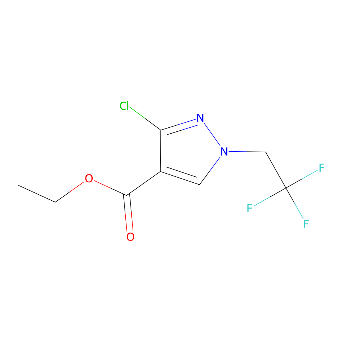 Ethyl 3-chloro-1-(2,2,2-trifluoroethyl)-1H-pyrazole-4-carboxylate molecular structure, CAS 2991434-74-1