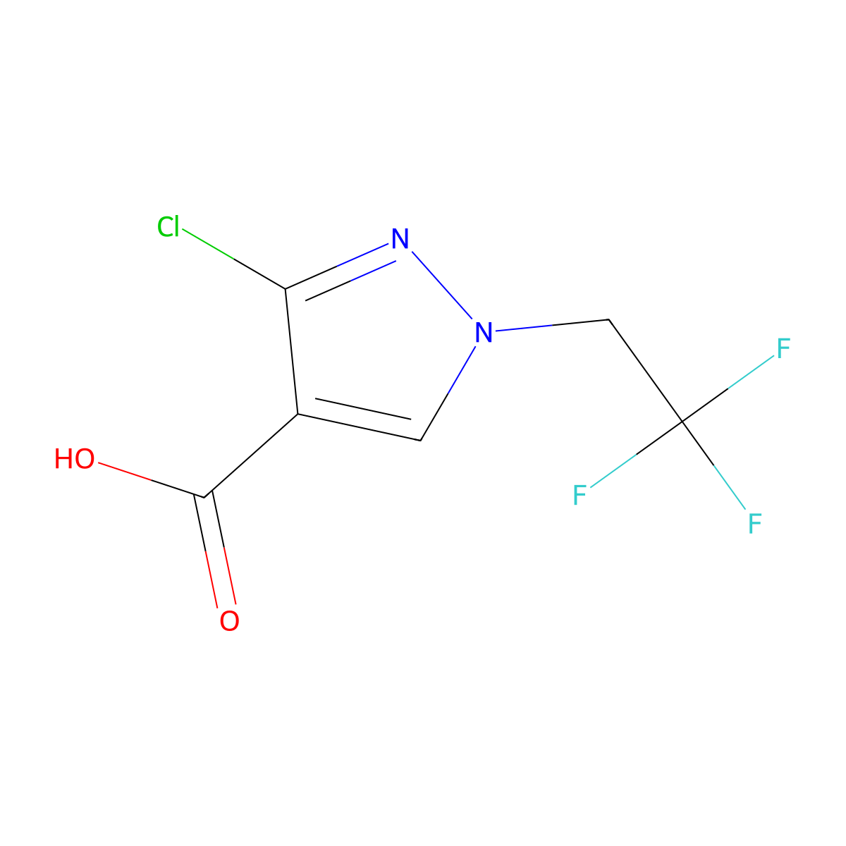 3-Chloro-1-(2,2,2-trifluoroethyl)-1H-pyrazole-4-carboxylic acid molecular structure, CAS 2991434-75-2