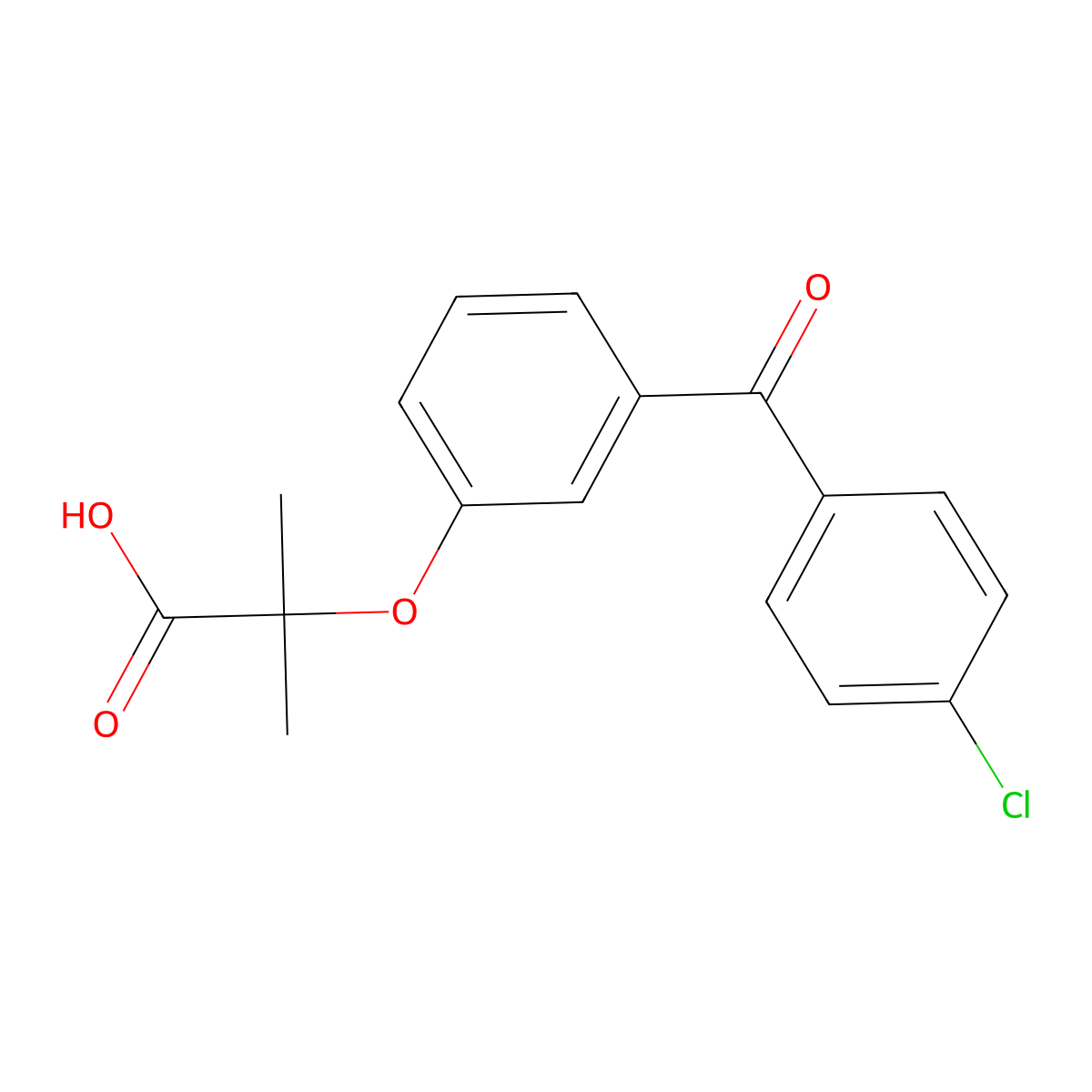2-[3-(4-Chlorobenzoyl)phenoxy]-2-methylpropanoic acid molecular structure, CAS 2991460-92-3