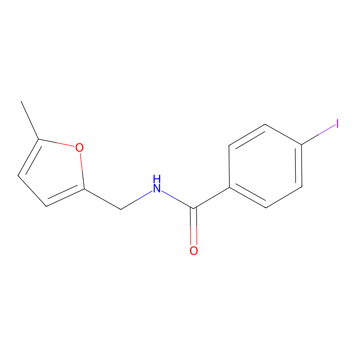 4-Iodo-N-[(5-methyl-2-furanyl)methyl]benzamide molecular structure, CAS 299159-20-9