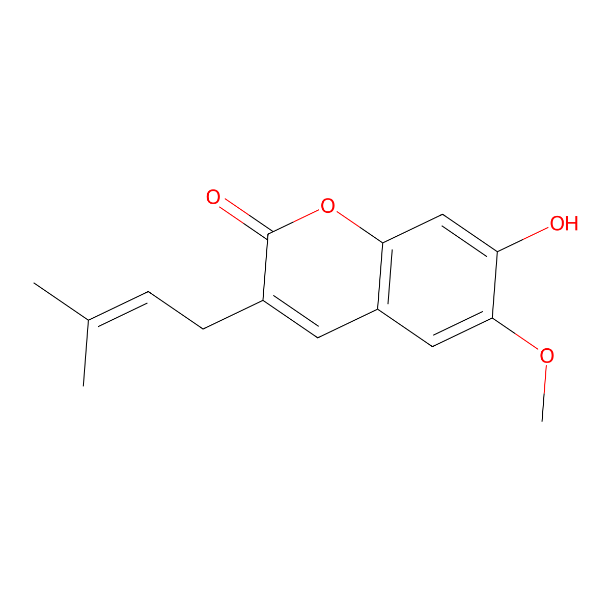 7-Hydroxy-6-methoxy-3-prenylcoumarin molecular structure, CAS 299159-90-3