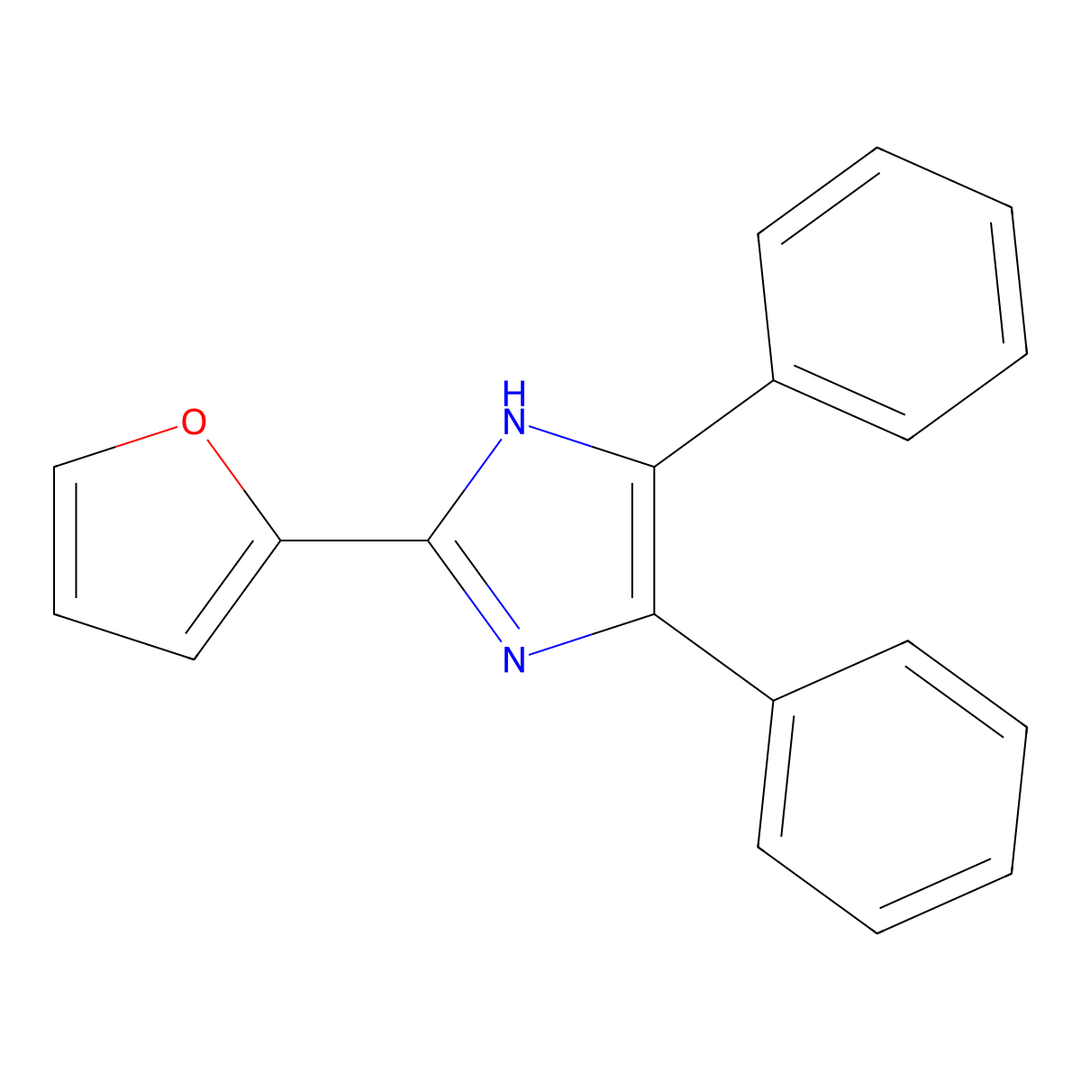 2-(furan-2-yl)-4,5-diphenyl-1H-imidazole molecular structure, CAS 29916-33-4