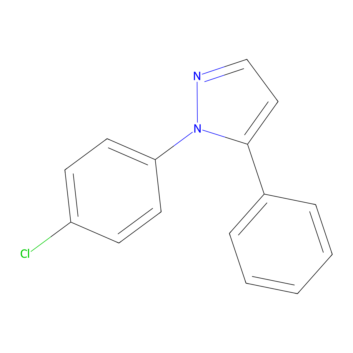 1-(4-chlorophenyl)-5-phenyl-1H-pyrazole molecular structure, CAS 299162-82-6