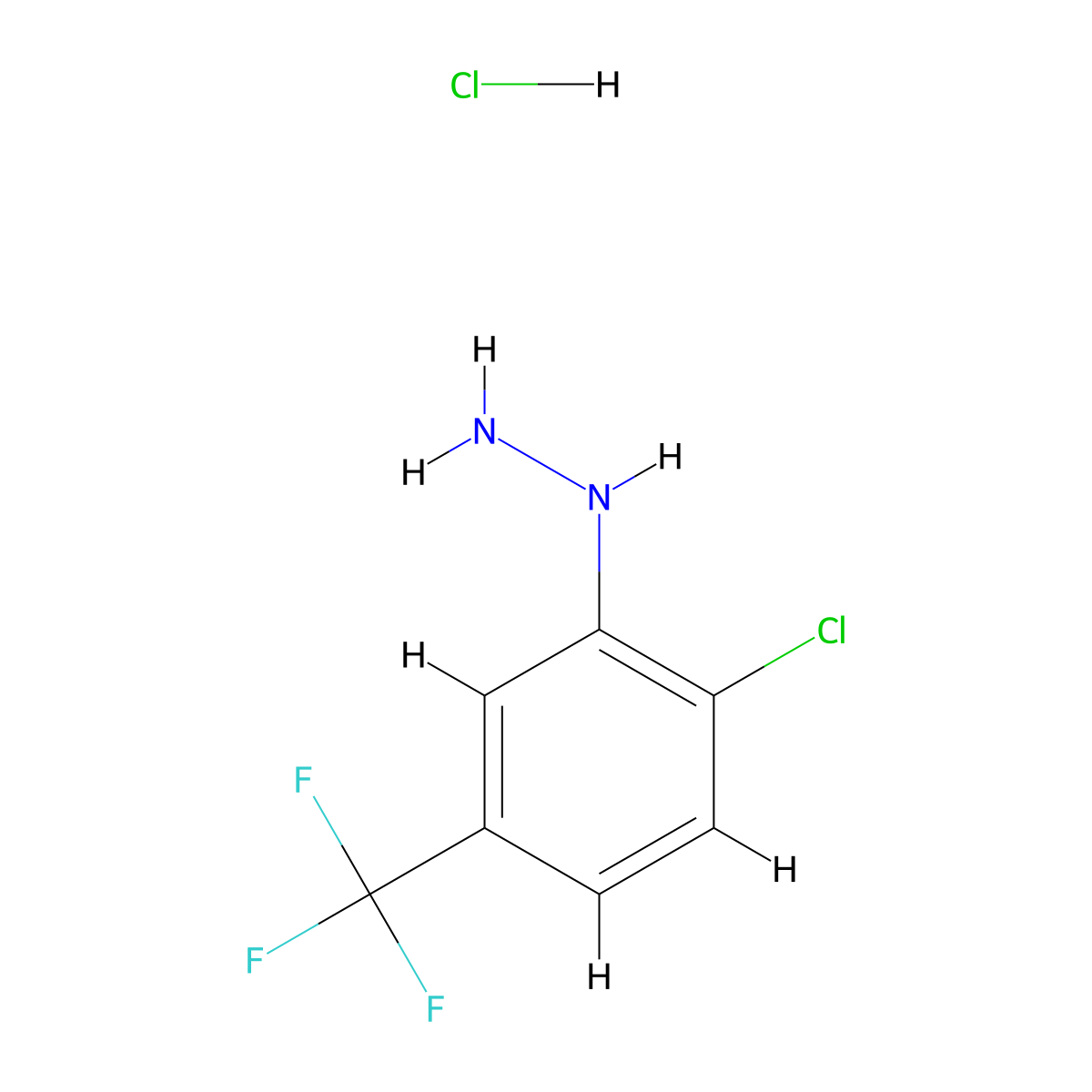 [2-Chloro-5-(trifluoromethyl)phenyl]hydrazine hydrochloride molecular structure, CAS 299163-40-9