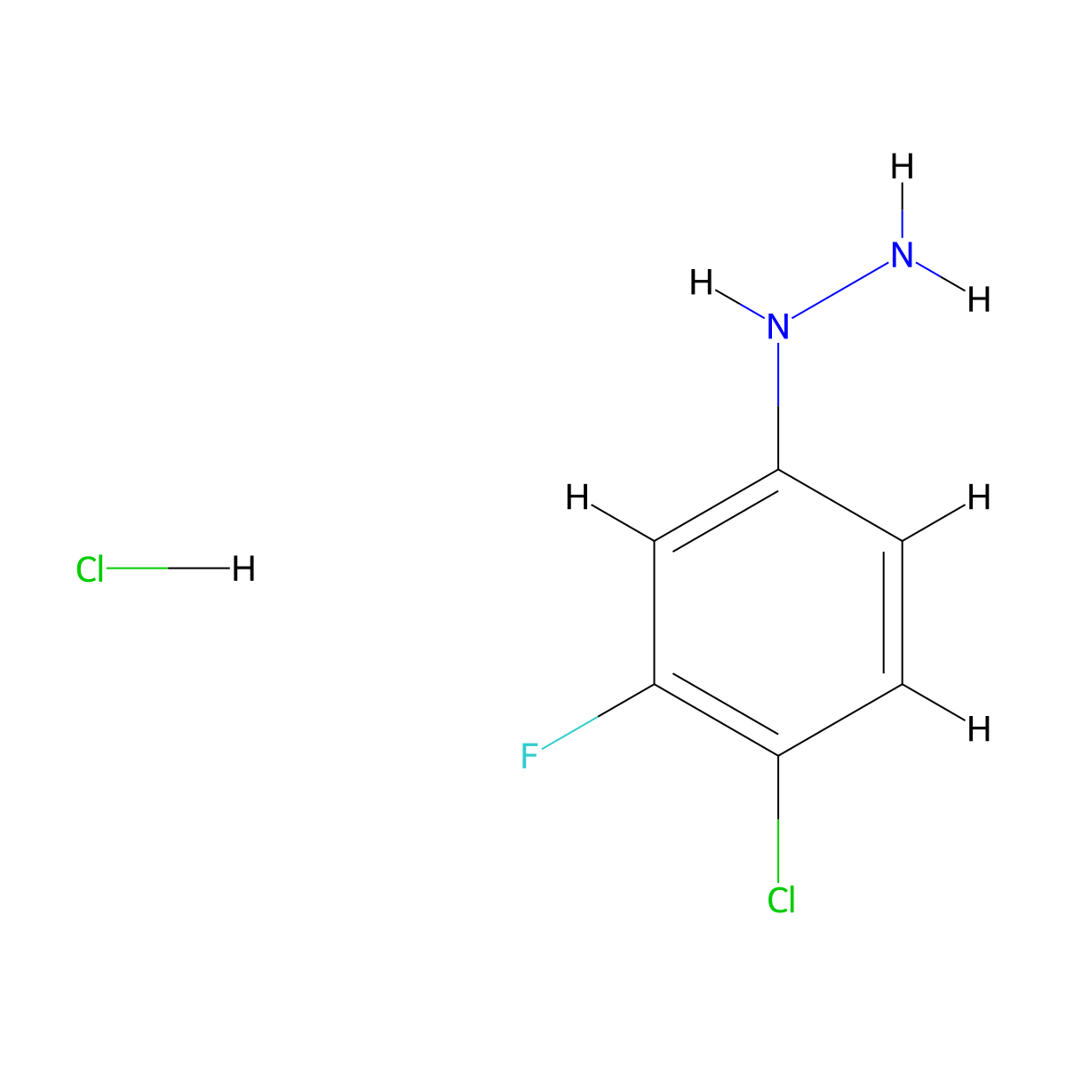 (4-Chloro-3-fluorophenyl)hydrazine hydrochloride molecular structure, CAS 299163-41-0