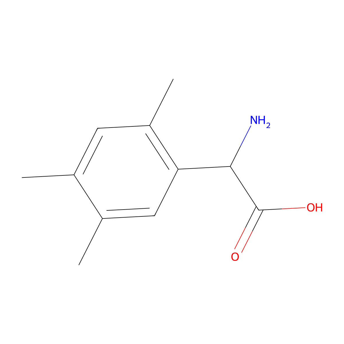 Amino(2,4,5-trimethylphenyl)acetic acid molecular structure, CAS 299163-64-7