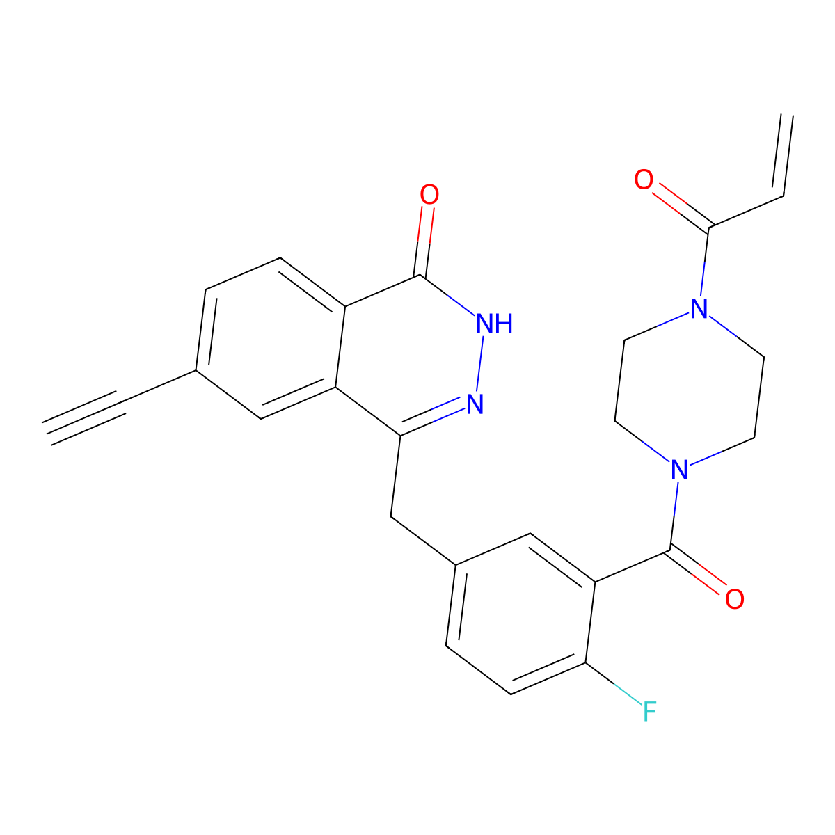 6-ethynyl-4-[[4-fluoro-3-(4-prop-2-enoylpiperazine-1-carbonyl)phenyl]methyl]-2H-phthalazin-1-one molecular structure, CAS 2991637-98-8