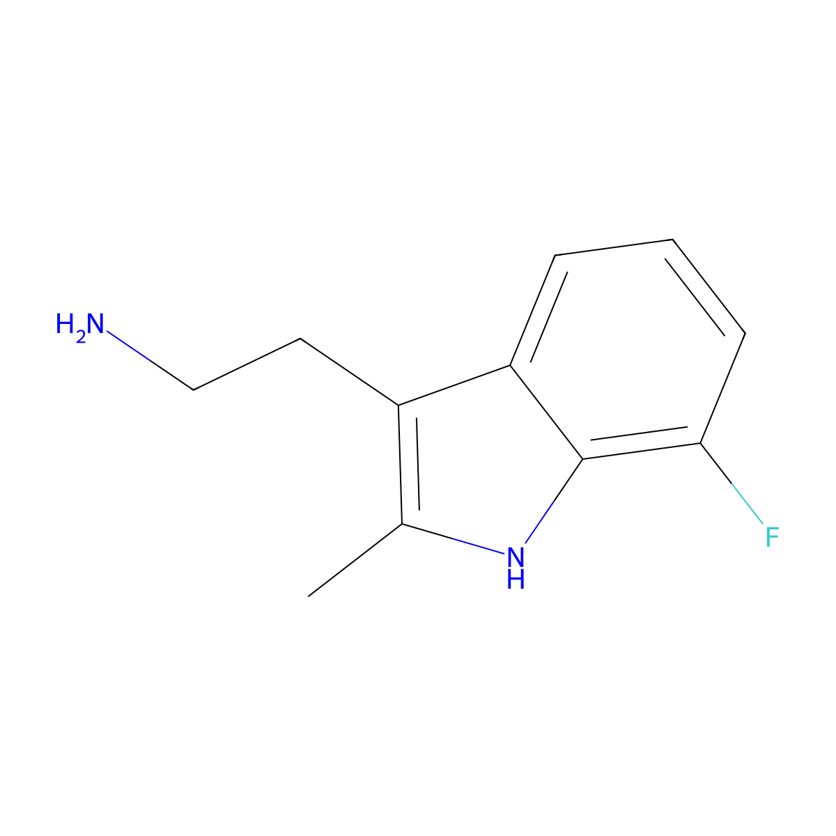 2-(7-fluoro-2-methyl-1H-indol-3-yl)ethan-1-amine molecular structure, CAS 299164-12-8