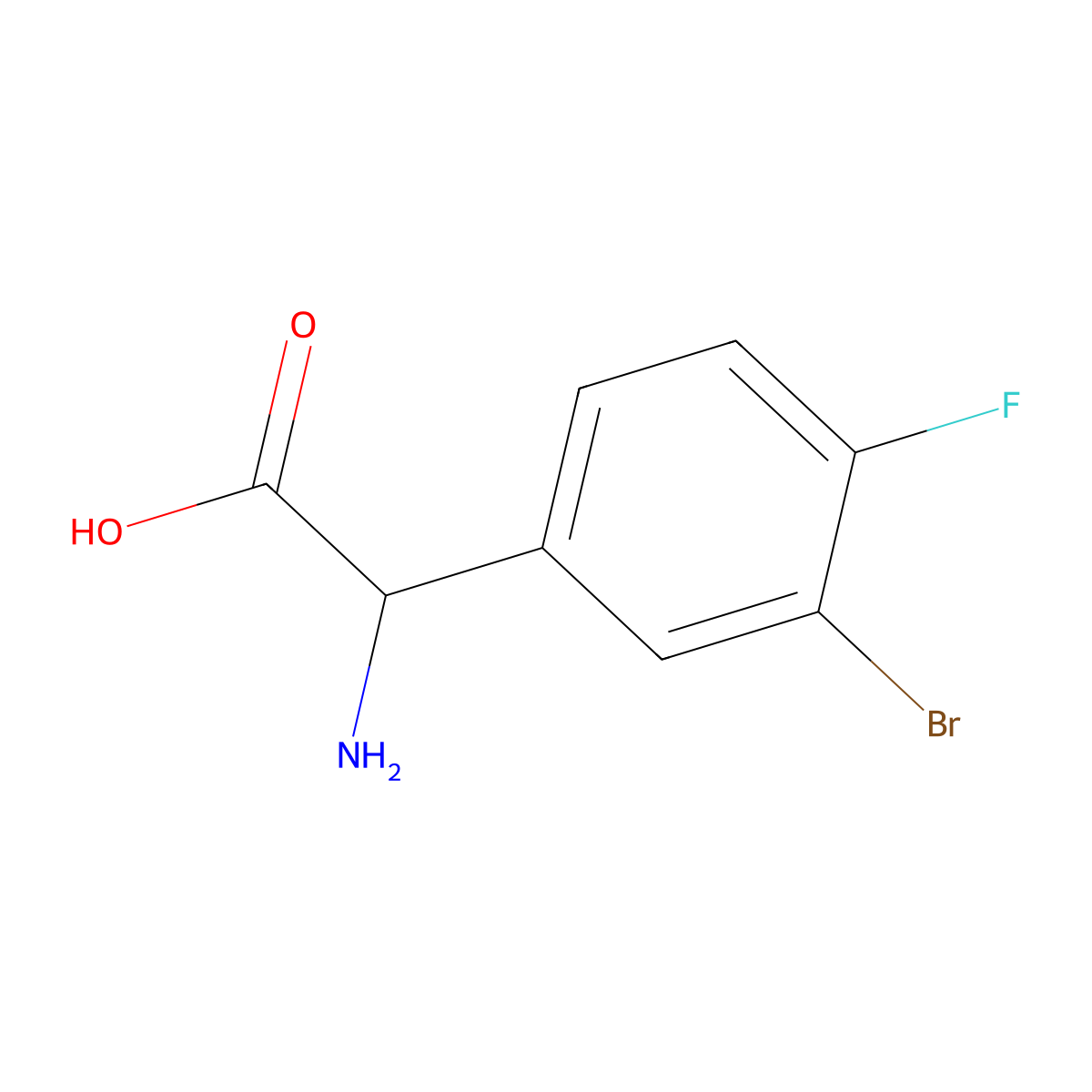 Amino(3-bromo-4-fluorophenyl)acetic acid molecular structure, CAS 299164-16-2