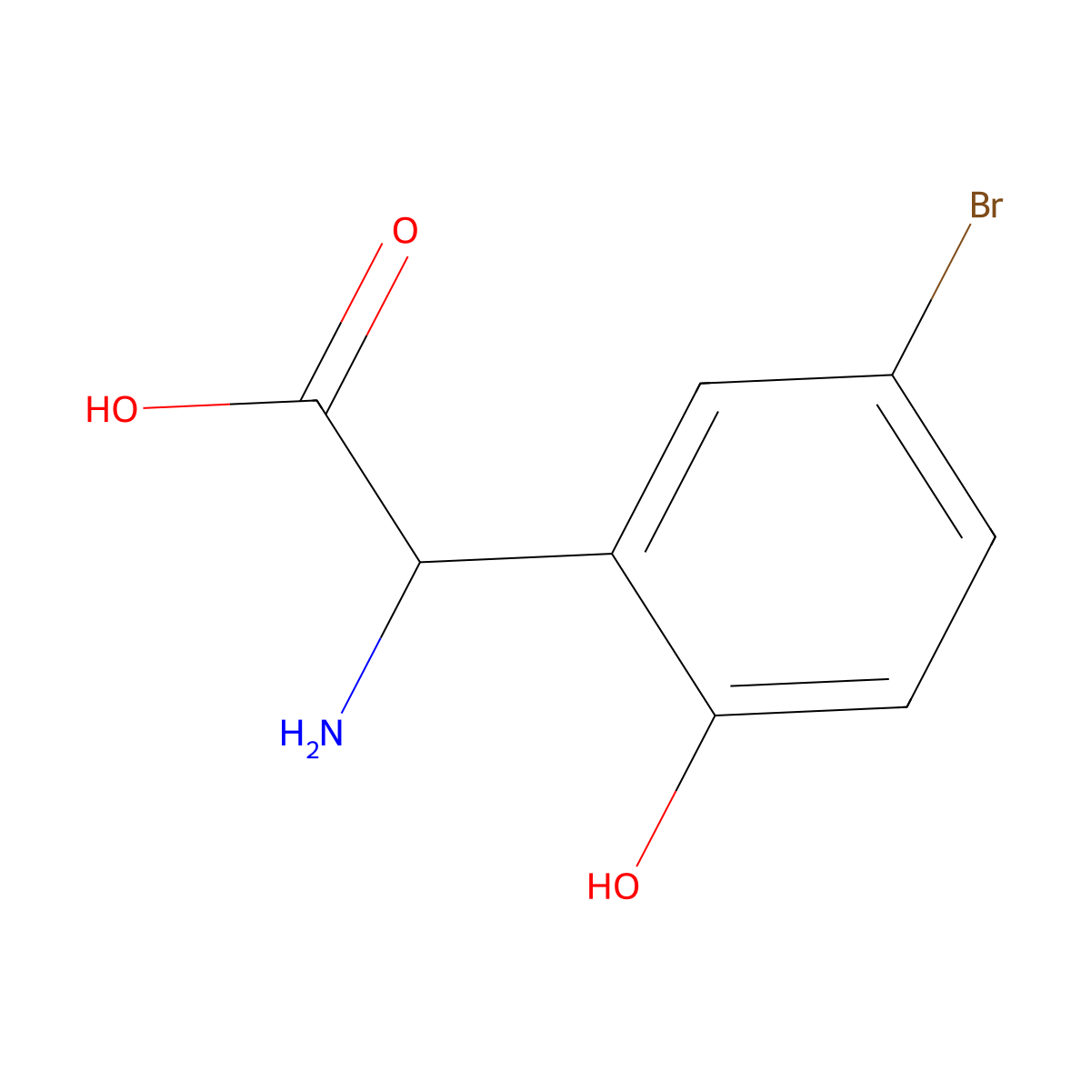 2-Amino-2-(5-bromo-2-hydroxyphenyl)acetic acid molecular structure, CAS 299164-69-5