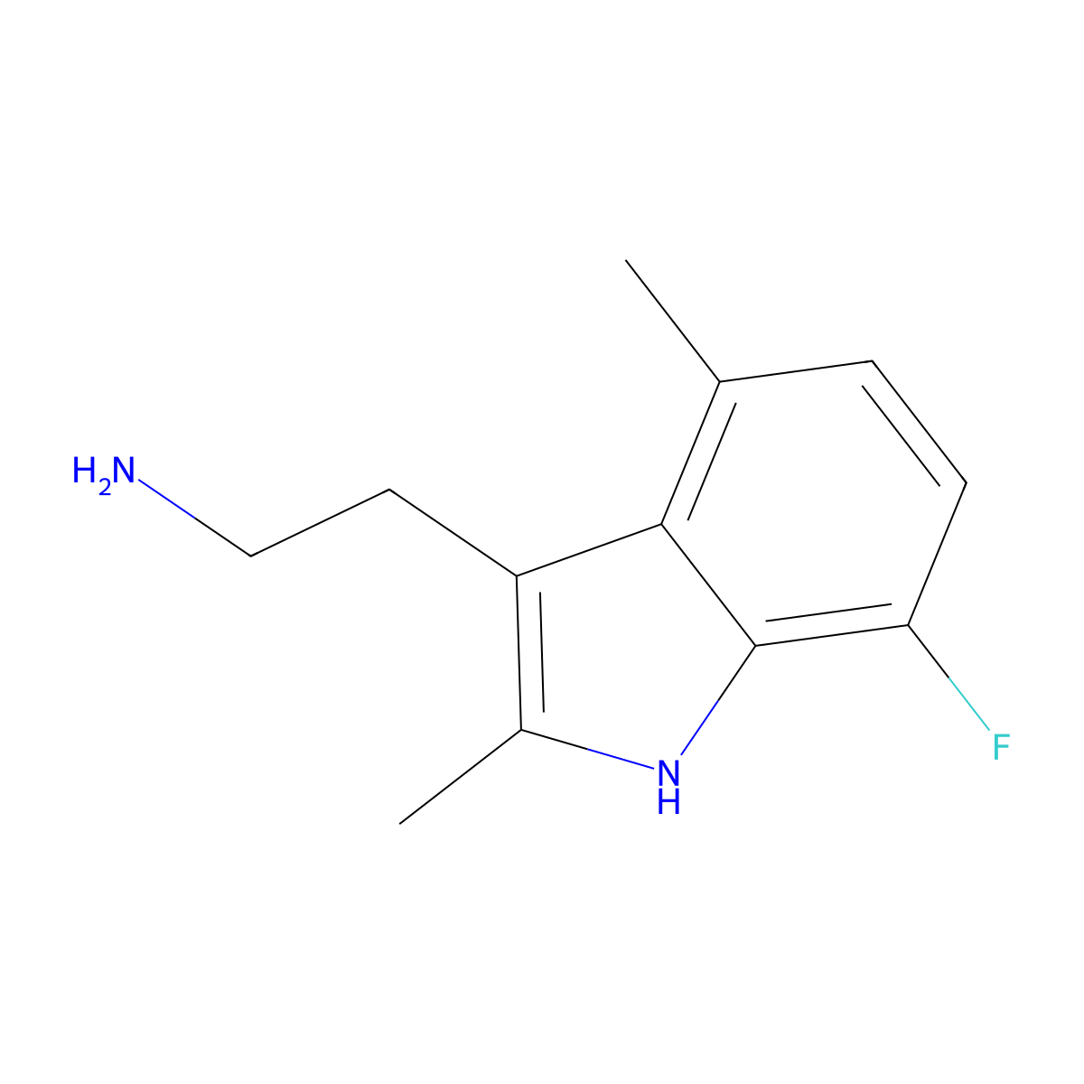 2-(7-fluoro-2,4-dimethyl-1H-indol-3-yl)ethanamine molecular structure, CAS 299164-75-3