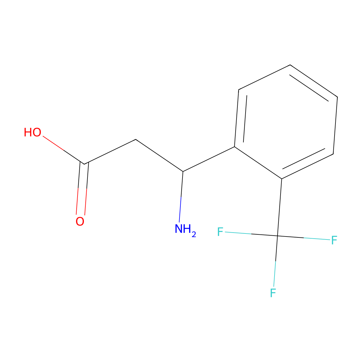 3-Amino-3-(2-(trifluoromethyl)phenyl)propanoic acid molecular structure, CAS 299165-24-5