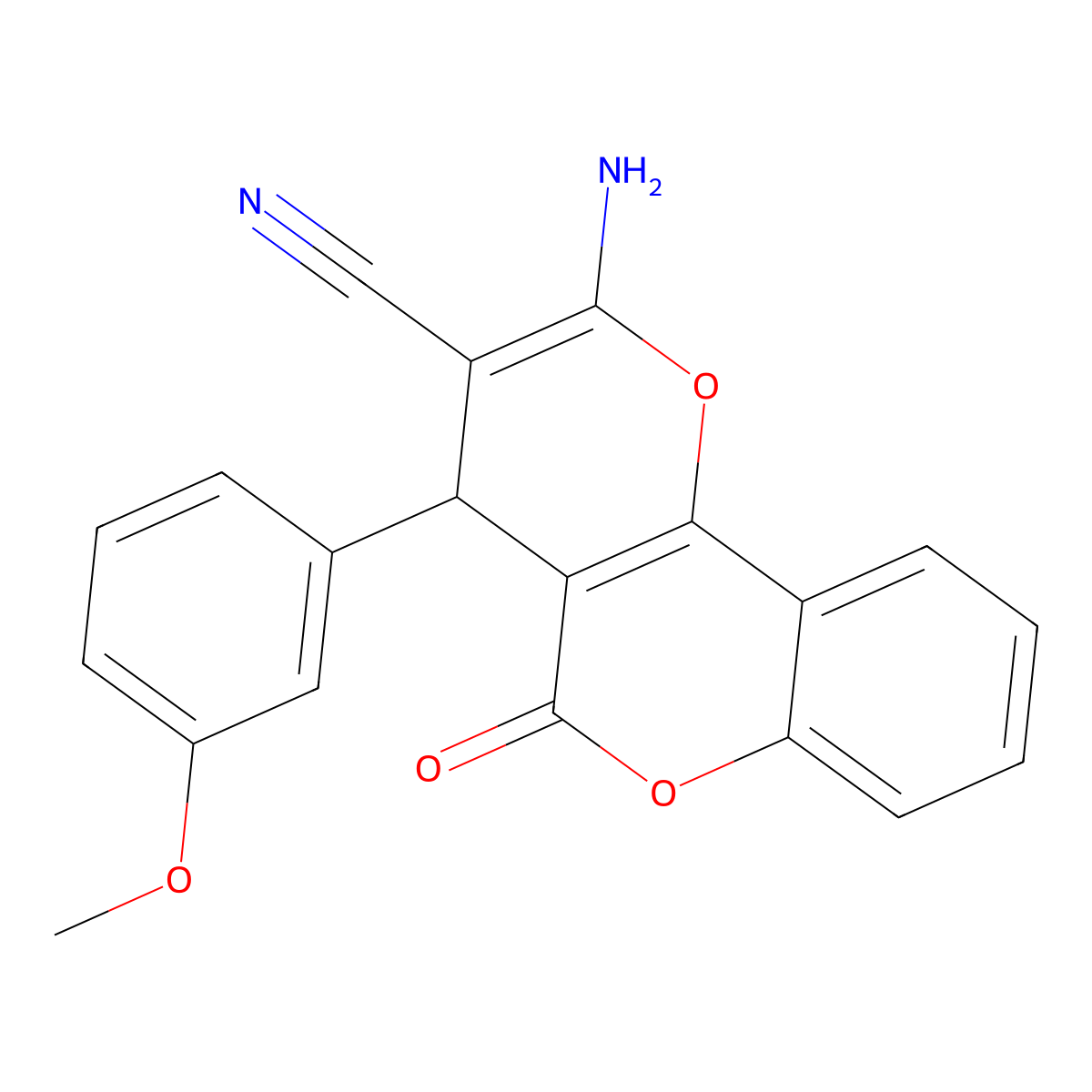 2-amino-4-(3-methoxyphenyl)-5-oxo-4H,5H-pyrano[3,2-c]chromene-3-carbonitrile molecular structure, CAS 299165-38-1