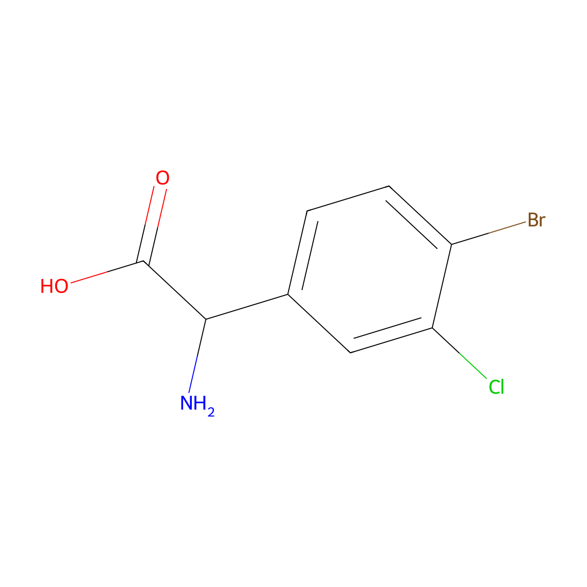 2-Amino-2-(4-bromo-3-chlorophenyl)acetic acid molecular structure, CAS 299165-47-2