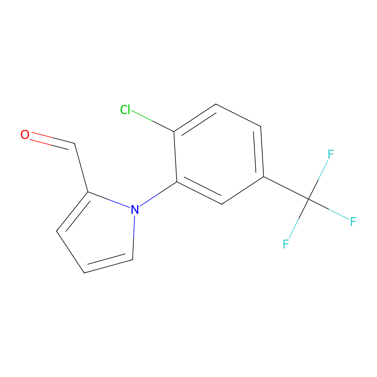 1-[2-chloro-5-(trifluoromethyl)phenyl]-1H-pyrrole-2-carbaldehyde molecular structure, CAS 299165-51-8