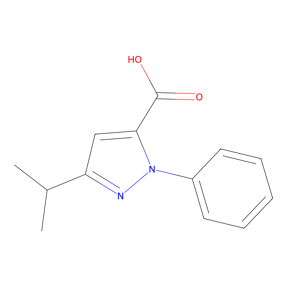 5-Isopropyl-2-phenyl-2H-pyrazole-3-carboxylic acid molecular structure, CAS 299165-57-4