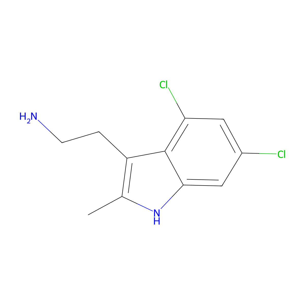 4,6-Dichloro-2-methyl-3-aminoethylindole molecular structure, CAS 299165-92-7