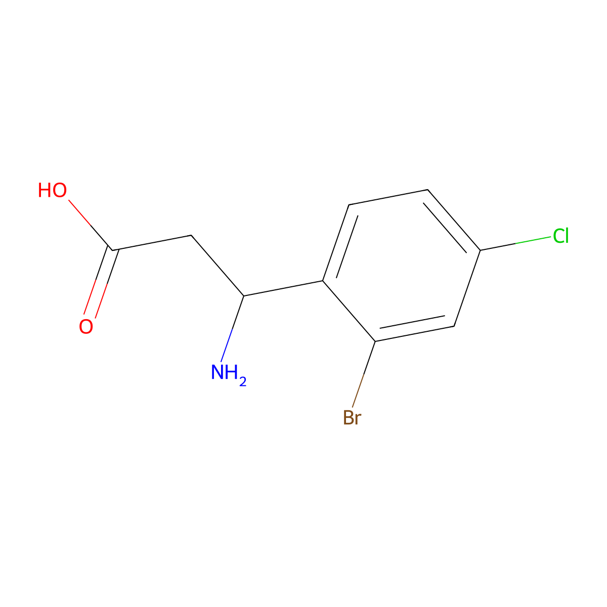 3-Amino-3-(2-bromo-4-chlorophenyl)propanoic acid molecular structure, CAS 299166-38-4
