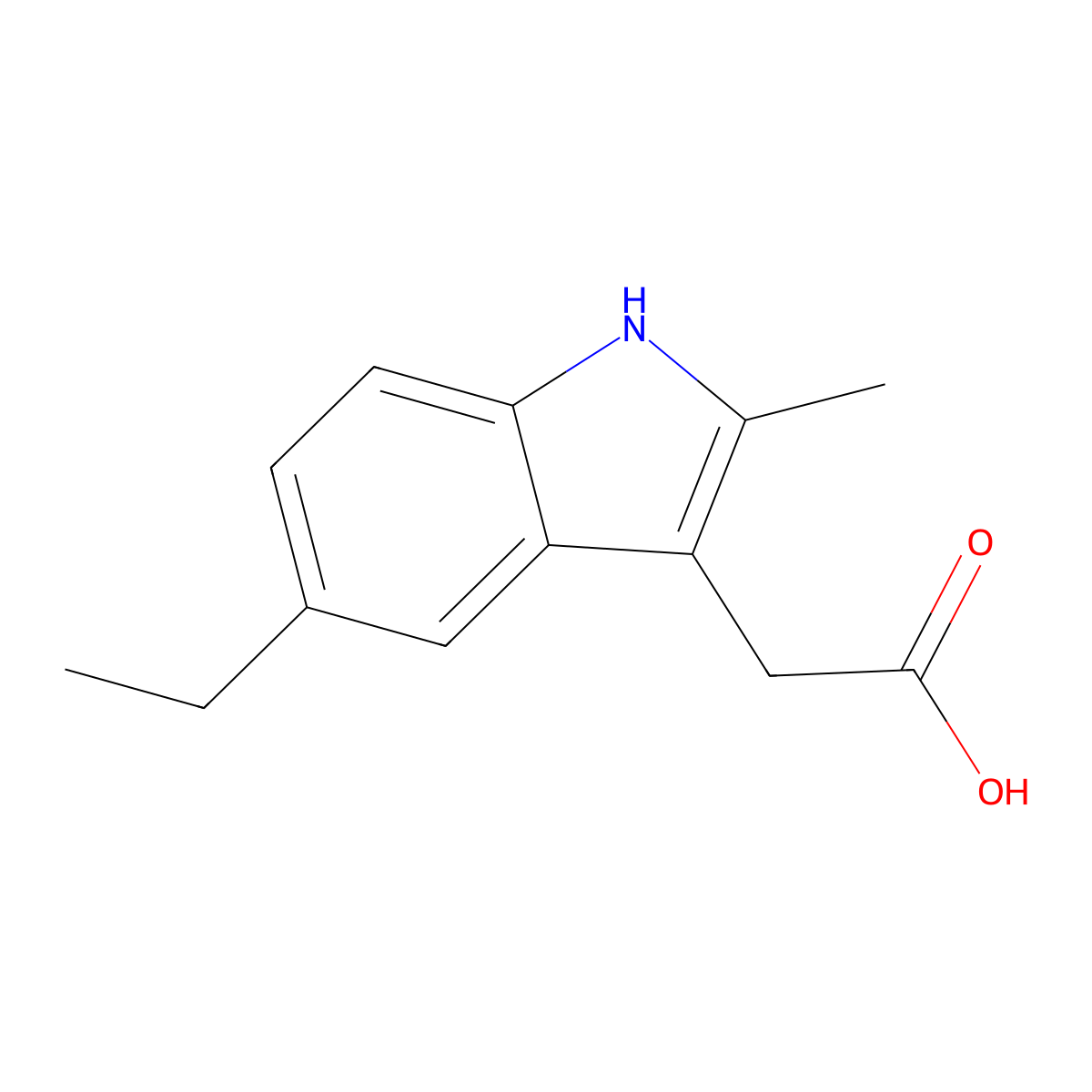 (5-Ethyl-2-methyl-1H-indol-3-YL)-acetic acid molecular structure, CAS 299166-69-1