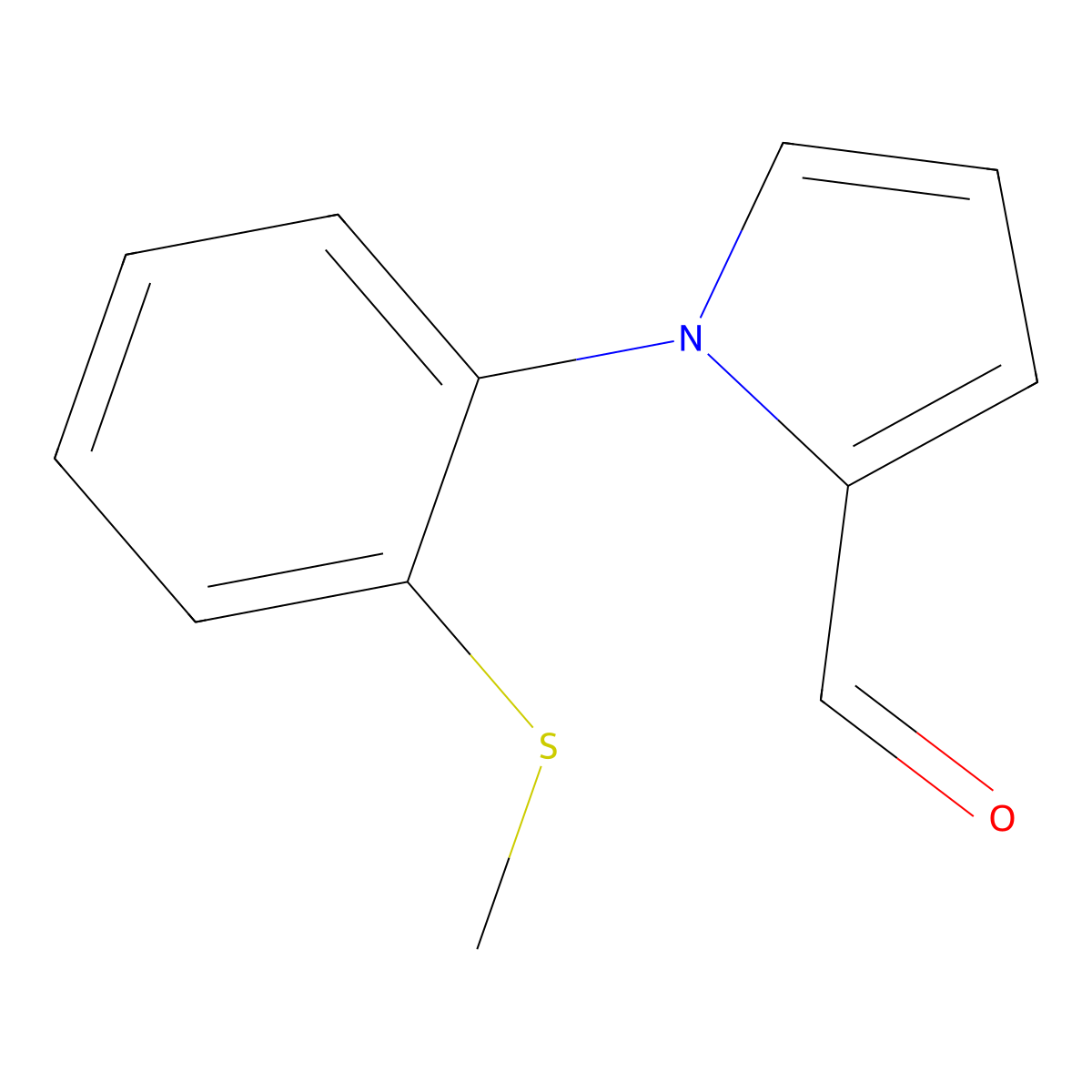 1-(2-(methylthio)phenyl)-1H-pyrrole-2-carbaldehyde molecular structure, CAS 299166-76-0