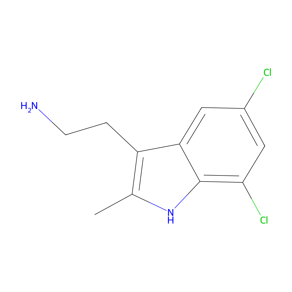 5,7-Dichloro-2-methyl-1H-indole-3-ethanamine molecular structure, CAS 299166-78-2
