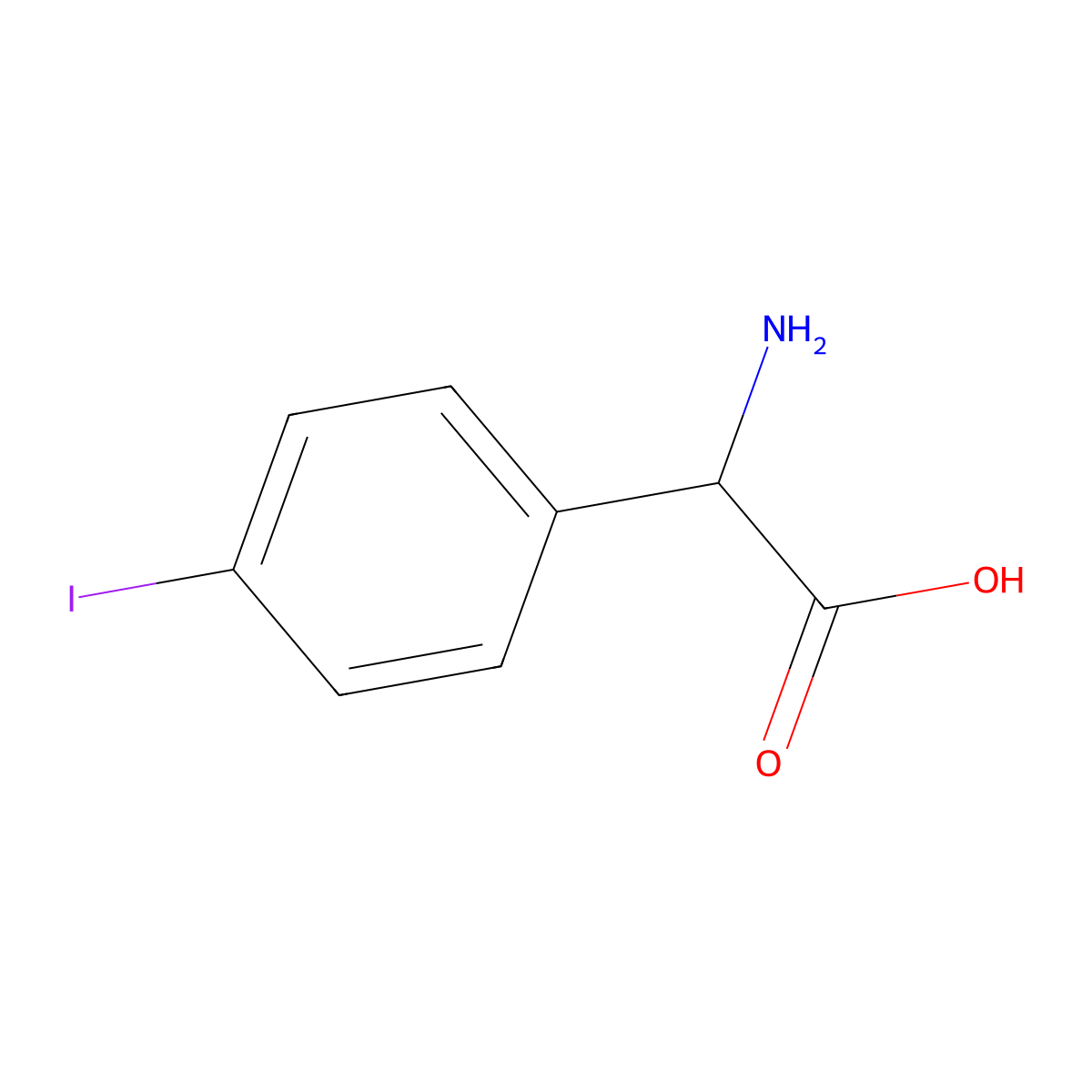 alpha-Amino-4-iodo-phenylacetic acid molecular structure, CAS 299167-68-3