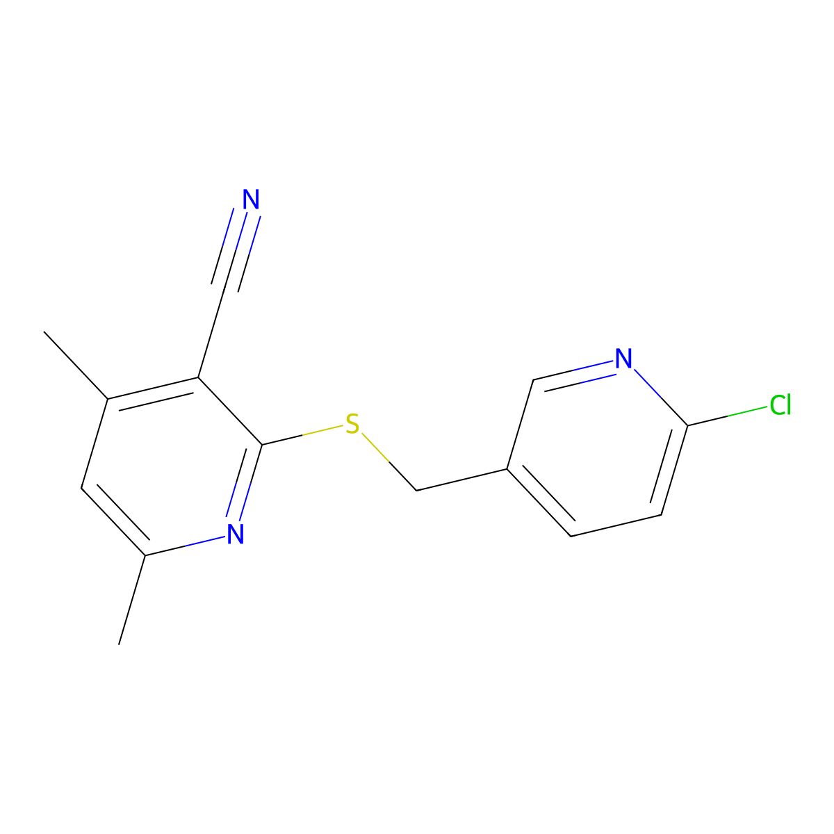 2-[(6-Chloropyridin-3-yl)methylsulfanyl]-4,6-dimethylpyridine-3-carbonitrile molecular structure, CAS 299167-96-7
