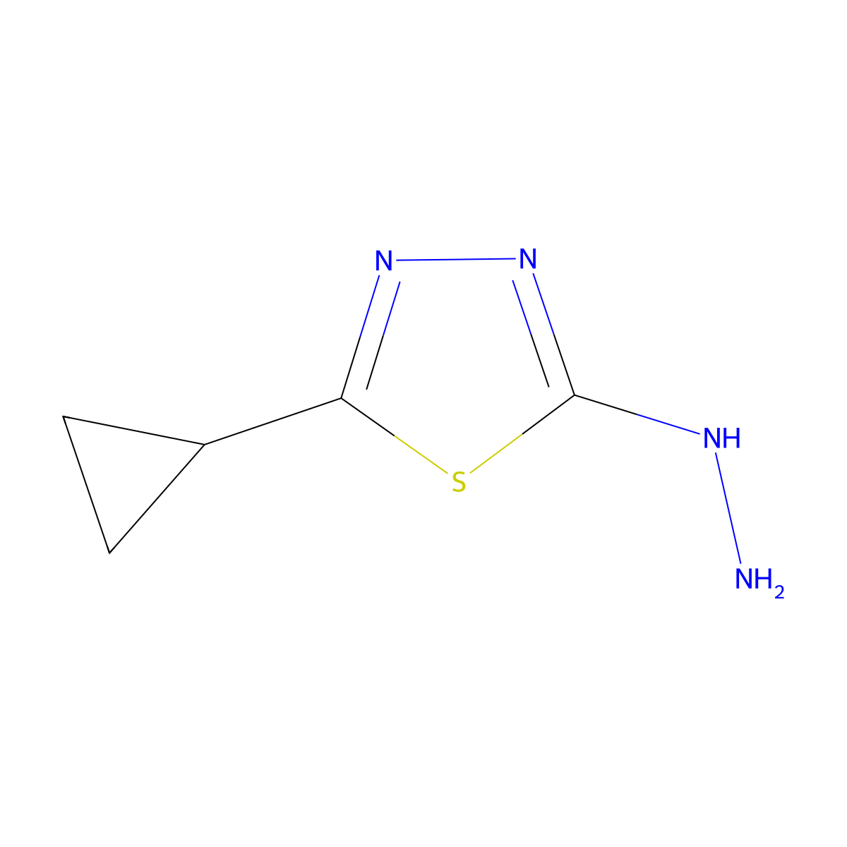 2-Cyclopropyl-5-hydrazinyl-1,3,4-thiadiazole molecular structure, CAS 299168-18-6
