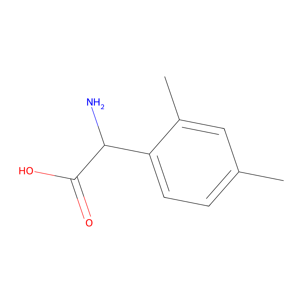 Amino(2,4-dimethylphenyl)acetic acid molecular structure, CAS 299168-20-0
