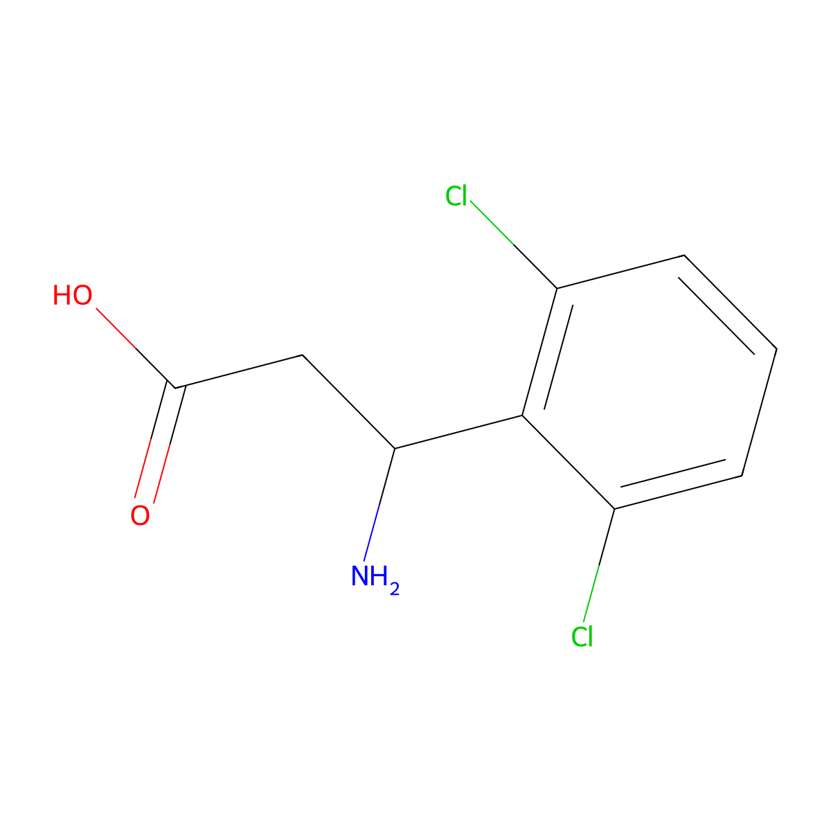 3-Amino-3-(2,6-dichlorophenyl)propanoic acid molecular structure, CAS 299169-81-6