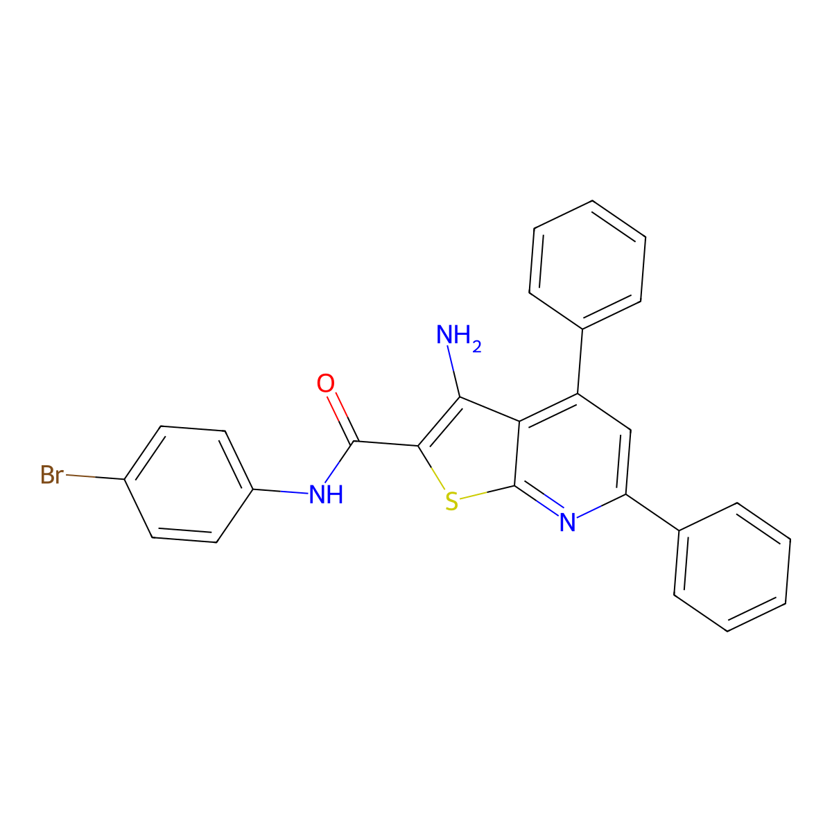 3-amino-N-(4-bromophenyl)-4,6-diphenylthieno[2,3-b]pyridine-2-carboxamide molecular structure, CAS 299170-17-5